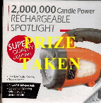 2,000,000 Candle Power Rechargeable Spotlight